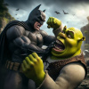 CUKROVÁ TLAČ jedlý obrázok na tortu Cukrová hmota Batman Vs Shrek + MENO TEXT