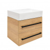 Swiss aqua technologies Koupelnová skříňka s umyvadlem a černou úchytkou SAT Cube Way 60x53x46 cm dub Hickory mat CUBE46C602DHSATCWL
