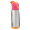 b.box Termoska na pitie so slamkou 500 ml - ružová/oranžová