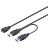 Kábel USB PREMIUMCORD 3.0 2xA - micro (M/F) 30cm DUAL (prídavné napájanie) ku3y01 PremiumCord