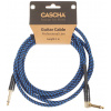 CASCHA Professional Line Guitar Cable, Angled, Tweed Blue, 3 m