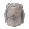 Clayre & Eef Šedý antik cementový kvetináč hlava králik M - 16*18*18 cm - Clayre & Eef