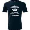 Tmavě modré tričko Legendy sa rodia v septembri - darček pre mužov XXL