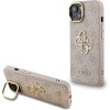 Guess PU 4G Metal Logo Stand Camera Frame Zadný Kryt pre iPhone 14 Pink