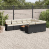 VidaXL 11-dielna sedacia súprava do záhrady, vankúše, čierny PE ratan