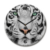 Sklenené hodiny okrúhle Biely tiger fi 30 cm