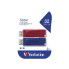 Verbatim USB flash disk, USB 2.0, 32GB, Slider, červený, modrý, 49327, USB A, s výsuvným konektorom, 2 ks