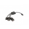 Gembird mikroUSB OTG BM kábel -> 2x USB AF + mikro BF, 0,15m UHB-OTG-02