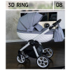 Detský kočík 3D Ring Adbor | Deluxe Baby Farba: 08 - Modrosivá + biely rám