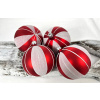 Vianočné gule 24/8765/10/4ks - červené, zvislé pásiky