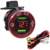 NABÍJACIA ZÁSUVKA USB QC 3.0A, VOLTMETER ČERVENÝ