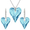 Set Swarovski elements srdce CRAZY modrý AQUAMARINE 12mm
