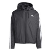 adidas Men's 3 Stripe Essential Waterproof Wind Resistant Long Sleeve Puffer Jacket Black L