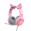 HAVIT H2233d ružové herné slúchadlá s mikrofónom na uši mačacie uši RGB (H2233d-pink)