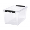 Úložný box, plastový, 47 l, čierne úchytky, SMARTSTORE Classic 45, priehľadný