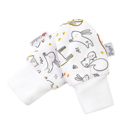 Little Angel (DITA) Rukavice podšité dojčenskej BIO Outlast® Veľ. 1 Biele zvieratká/biele