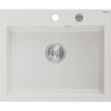 Mexen Elix granitový kuchynský drez 1-komorový 600 x 500 mm, biely, sifón chróm - 6525601005-20