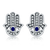 Emporial strieborné náušnice Hamsa Symbol ochrany SCE389