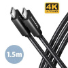 Axagon AXAGON BUCM32-CM15AB, SPEED+ kabel USB-C USB-C, 1.5m, USB 20Gbps, PD 100W 5A, 4K HD, ALU, oplet, černý