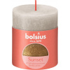 Sviečka Bolsius Rustic, valcová, Vianoce, Sunset Sandy Grey+ Gold, 80/68 mm