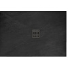 Rea Rock Black rohová akrylátová vanička 100x80x3,5 cm,štruk,kameňa,ryhov.dno,Čierna+sifón REA-K4578