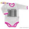 Baby Nellys Body dlhý rukáv 100% ORIGINÁL - sivé / ružový lem, veľ. 86