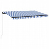 Ručne zaťahovacia markíza s LED, 450 x 350 cm, modro-biela