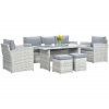 Kondela Záhradný set BORNEO+TABURETKY White Grey
