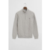 SVETER GANT COTTON CABLE HALF ZIP CLOUD GREY MELANGE