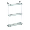 Sapho X-ROUND E sklenená polička trojitá s hrazdou 380x675x130mm, chróm SPH XR608