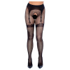 Cottelli Legwear - otvorené pančuchy zo sieťoviny s efektom podväzku - čierne