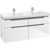 VILLEROY & BOCH Subway 2.0 závesná skrinka pod dvojumývadlo, 4 zásuvky, 1287 x 449 x 590 mm, Glossy White, A91710DH