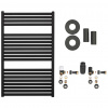 CERANO - Kúpeľňový radiátorový set Vincenzo - ústredné vykurovanie - bočné pripojenie - 400W - čierna matná - 970x600 mm