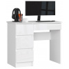 Bývaj s nami SK, Dizajnový písací stôl ZEUS90L, biely / biely lesk LTD