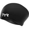 TYR ADULT LONG HAIR SILICONE WRINKLE-FREE SWIM CAP-BLACK