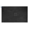 Rea Rock Black rohová akrylátová vanička 80x120x3,5 cm,štruk.kameňa,ryhov.dno,Čierna+sifón REA-K4579