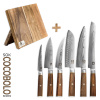 Sada nožov SOK 6 kuchyňských Cocobolo White Damascus + magnetický stojánek