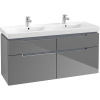 VILLEROY & BOCH Subway 2.0 závesná skrinka pod dvojumývadlo, 4 zásuvky, 1287 x 449 x 590 mm, Glossy Grey, A91710FP