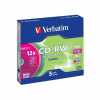 VERBATIM CD-RW SERL 700MB, 12x, colour, slim case 5 ks (43167)