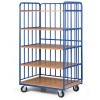 Policový vozík vysoký, tri strany profilov, päť etáží z drevotriesky, 300 kg