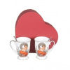 HOME ELEMENTS Sada dvoch porcelánových hrnčekov s lyžičkami Mucha svetlá 280 ml