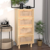 Komoda hnedá 40x30x90 cm masívna borovica a prírodný ratan-ForU-345644