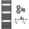 CERANO - Kúpeľňový radiátorový set Vincenzo - ústredné vykurovanie - bočné pripojenie - 500W - čierna matná - 1330x450 mm