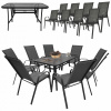 Stôl a stoličky Contrast metal CONTRAST black (SET ZÁHRADNÉHO NÁBYTKU BALKÓN TERASA STOL 150x80 +8x STOLIČKY MINORKA ČIERNA)