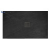 Rea Rock Black rohová akrylátová vanička 90x120x3,5 cm,štruk.kameňa,ryhov.dno,Čierna+sifón REA-K4580
