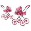 LEAN Toys Kočík pre bábiky Veľké kolesá Skladacie ružové vzory