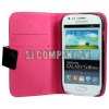 Kožený obal Samsung Galaxy S III Mini – Wallet – čierno-ružová