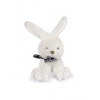 Doudou et Compagnie Paris Doudou Plyšový králik so šatkou 12 cm tmavomodrý s kvetmi