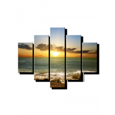 5 dielny obraz na stenu západ slnka pri mori 100x80cm