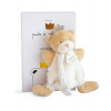 Doudou Darčeková sada - Hračka s držiakom na cumlík Medvedík kráľ 15 cm